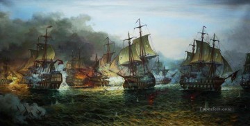 sea fight warships Oil Paintings